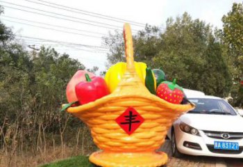 廣場果籃雕塑精選，室外軟裝，抽象水果果籃雕塑精選