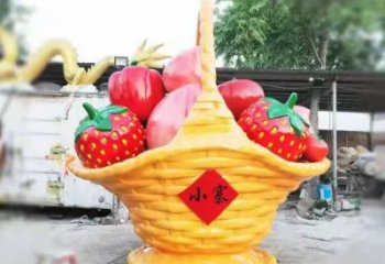 果籃雕塑供求，美陳雕塑，標志水果果籃雕塑制造