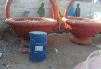 景觀小品果籃雕塑供應，廣場雕塑，水果果籃雕塑素材