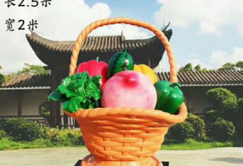 小果籃雕塑訂做，校園雕塑，水果果籃雕塑批發