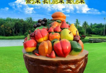 果籃雕塑訂做，室外軟裝，鐵藝果籃雕塑供應