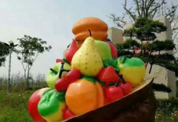 果籃雕塑供需，室外軟裝，抽象鐵藝果籃雕塑制作