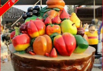 景觀果籃雕塑優選，景區案例，鐵藝果籃雕塑選用