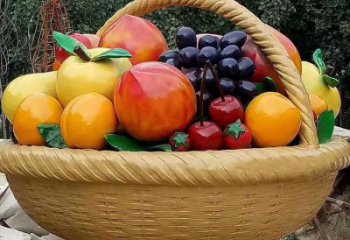 門口果籃雕塑供應(yīng)，多彩藝術(shù)，鐵藝果籃雕塑供求