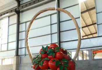 園林果籃雕塑專供，露天雕塑，鐵藝果籃雕塑選用