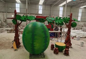 果籃雕塑生產(chǎn)，戶外擺放，西瓜果籃雕塑精選