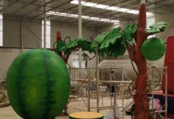 果籃雕塑優(yōu)選，陸地?cái)[件，西瓜果籃雕塑制作
