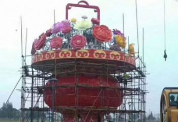 彩繪景觀花籃雕塑生產(chǎn)，景區(qū)案例，彩繪不銹鋼花籃雕塑優(yōu)選