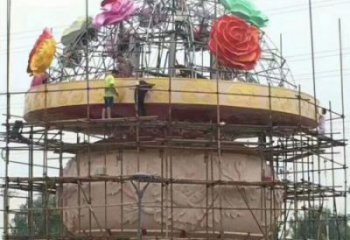 現(xiàn)代花籃雕塑承接，歐式風格，校園廣場不銹鋼花籃雕塑精選