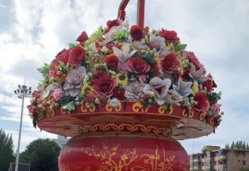 雕塑花籃景觀精選，中式工藝，園林藝術(shù)廣場花籃雕塑供給
