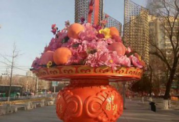 景觀抽象花籃雕塑供需，美陳雕塑，歐式景觀花朵花籃雕塑承接