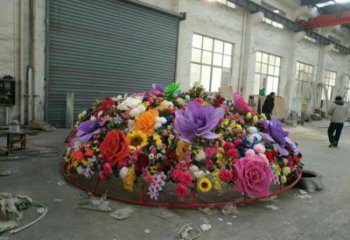 花籃雕塑工廠選用，街道標識，景觀園林葵花花籃雕塑批發