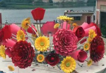花籃雕塑工廠優選，城市裝飾，景觀葵花花籃雕塑供給