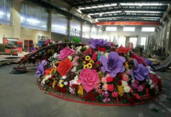 花籃雕塑常用，不銹鋼組合，園林景觀月季花花籃雕塑定價