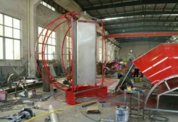 花籃雕塑優選，室外雕塑，彩繪月季花花籃雕塑優選