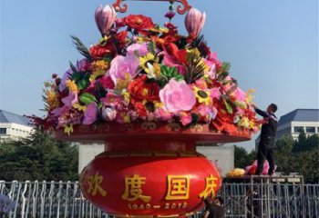 展示花籃雕塑，景觀雕塑，金屬花籃雕塑優(yōu)選