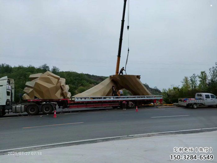 握手地標雕塑，不銹鋼城市雕塑制作