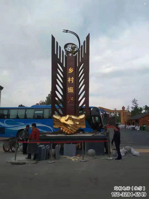 藝術類握手美陳雕塑，不銹鋼材質構件