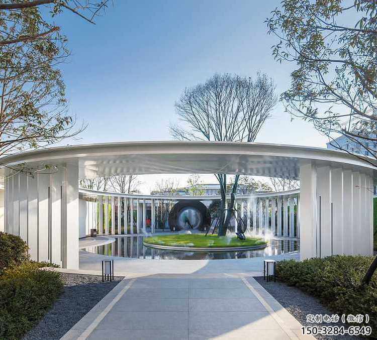 藝術型廊架雕塑，不銹鋼長廊雕塑