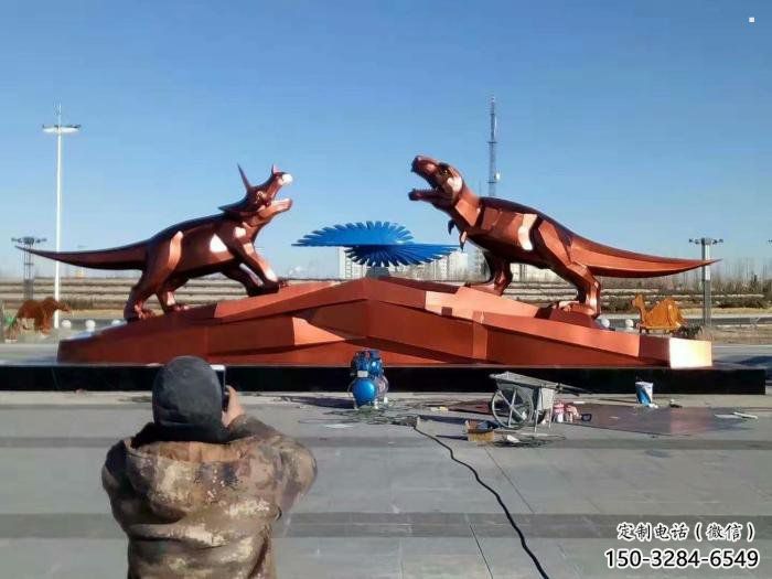 恐龍雕塑服務商，景觀雕塑，戶外幾何恐龍雕塑訂做