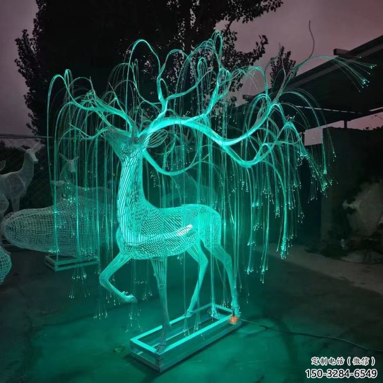 梅花鹿雕塑供應(yīng)，花園小品，酒店燈光梅花鹿雕塑展品