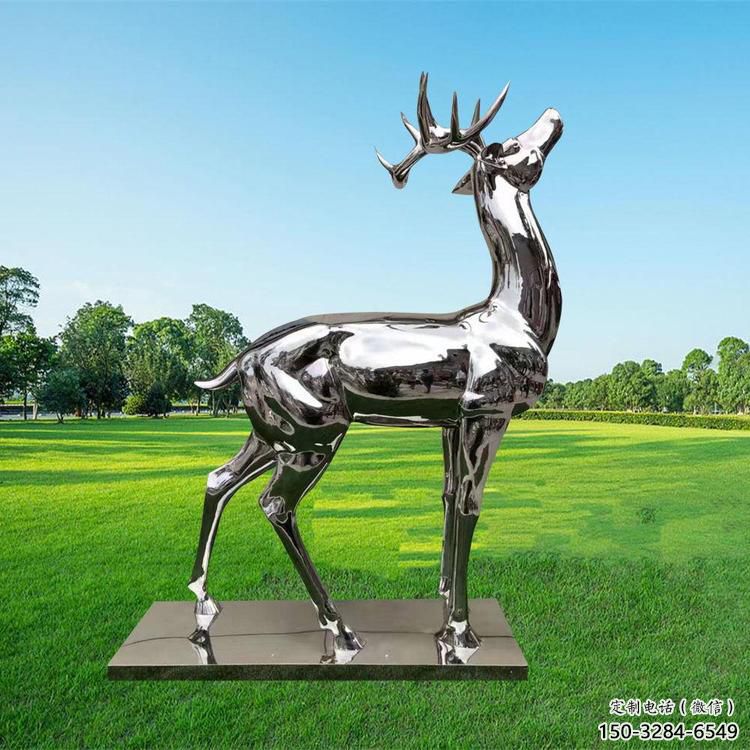 景觀小鹿雕塑供需，白鋼制作，大型鏡面小鹿雕塑公司