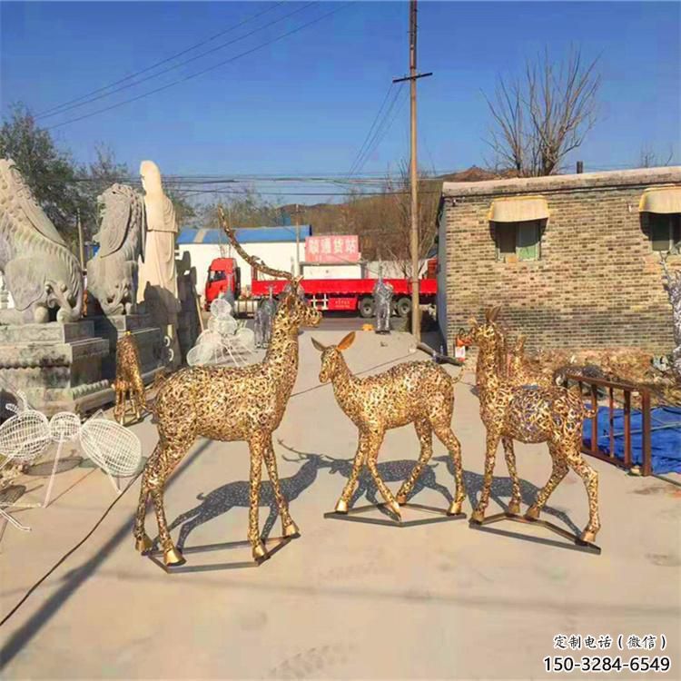 金屬小鹿雕塑制作，鋼絲組合，公共鏤空小鹿雕塑優(yōu)選