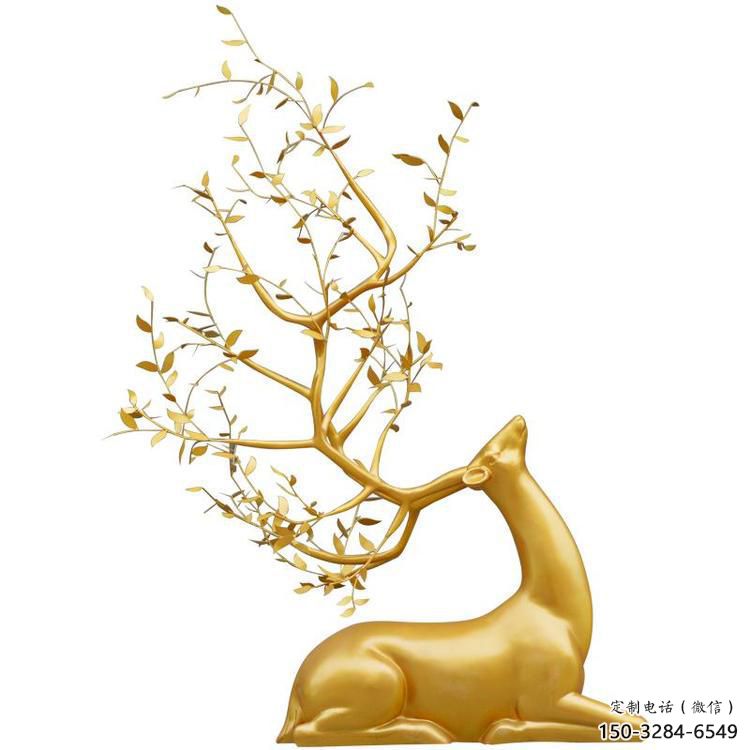 烤漆梅花鹿雕塑生產(chǎn)，廣場雕塑，仿真梅花鹿雕塑展品
