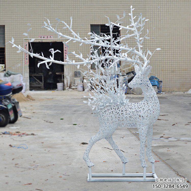 鏤空梅花鹿雕塑標準，彩鋼制作，鏤空工藝動物雕塑優價
