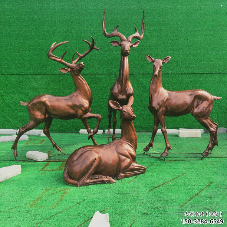 銅梅花鹿雕塑點擊，多彩藝術，梅花鹿銅雕塑訂做
