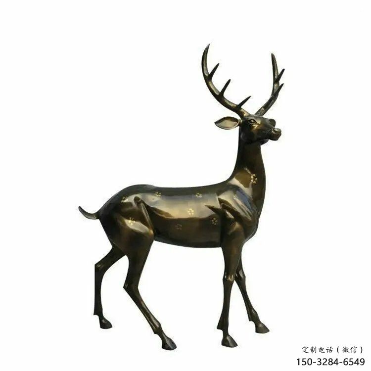 銅梅花鹿雕塑提供，園林裝飾，小區(qū)梅花鹿銅雕塑承接