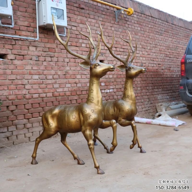 銅小鹿雕塑特供，標識雕塑，小鹿銅雕塑生產