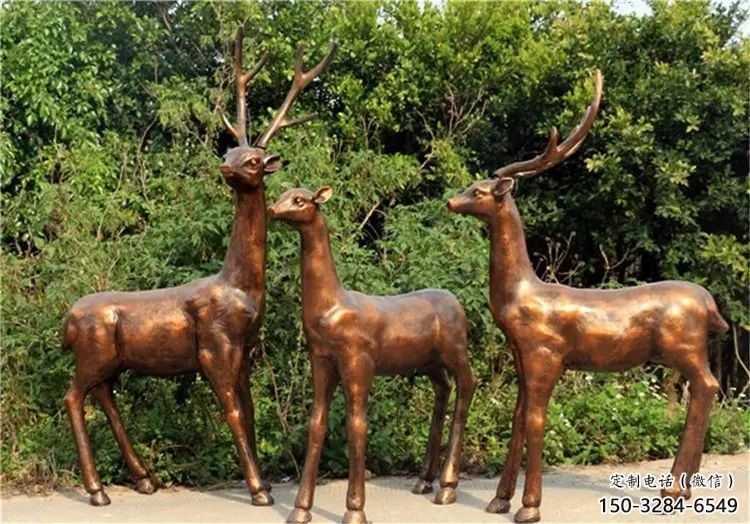 銅小鹿雕塑特供，美陳雕塑，小鹿銅雕塑定制