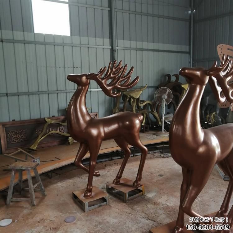 室內(nèi)馴鹿雕塑，拉絲海洋雕塑，抽象效果