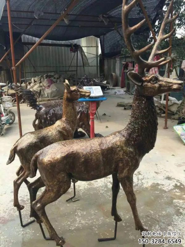 銅鹿雕塑，鑄銅動物雕塑