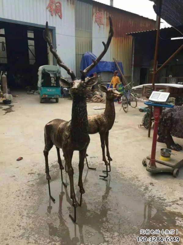 銅鹿雕塑，鑄銅動物雕塑
