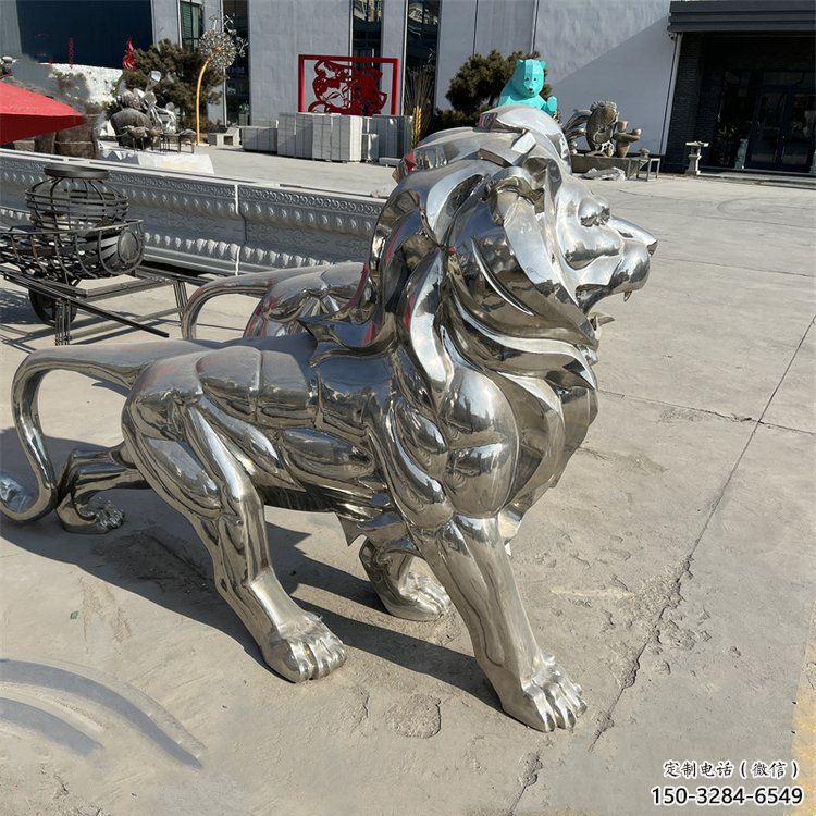 藝術(shù)獅子雕塑觀賞型，街景小品，不銹鋼獅子雕塑常用