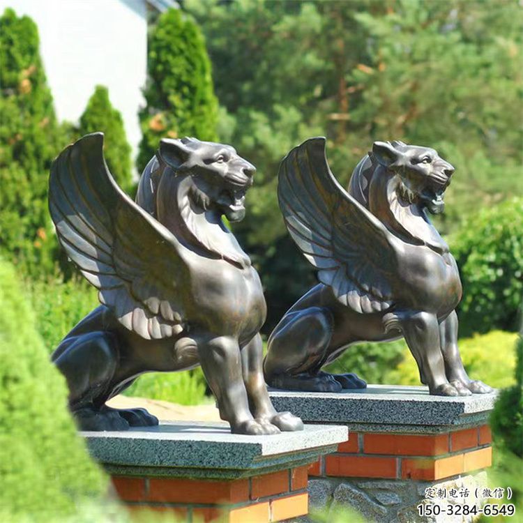 鑄銅獅子雕塑批發(fā)，標(biāo)識(shí)雕塑，展示飛獅雕塑優(yōu)選