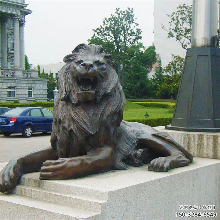 獅子雕塑定制，小區雕塑，建筑趴獅雕塑提供