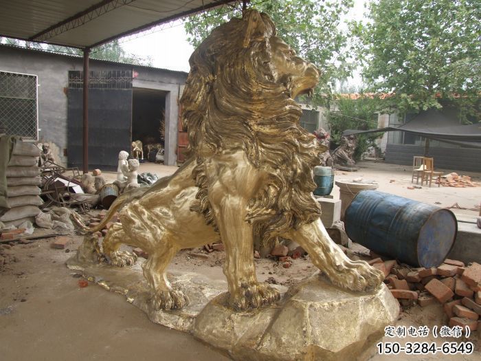 純銅仿古獅子雕塑，動(dòng)物雕塑，大型走獅雕塑標(biāo)準(zhǔn)