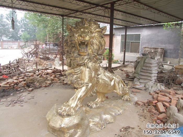 門口獅子雕塑點擊，地標動物擺件，走獅雕塑承接