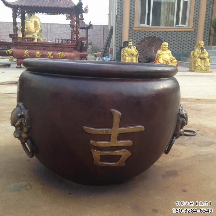 吉字銅缸雕塑-青銅鑄造