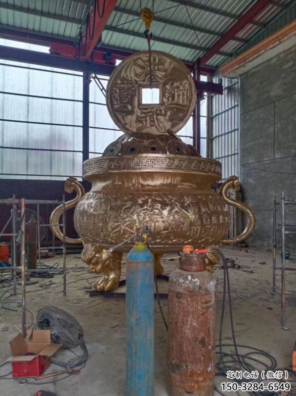 鑄銅元寶象形爐銅雕塑