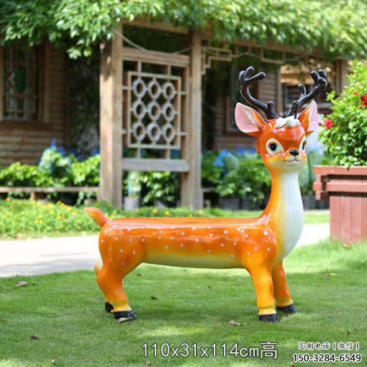 幼兒園坐凳雕塑，小鹿坐凳雕塑，卡通動物類型