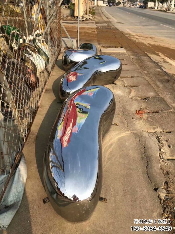 園林坐凳雕塑，噴漆景觀雕塑，鏡面形式