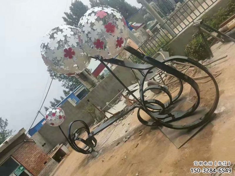 大型蒲公英坐凳雕塑，現(xiàn)代元素設(shè)計(jì)，不銹鋼坐凳雕塑