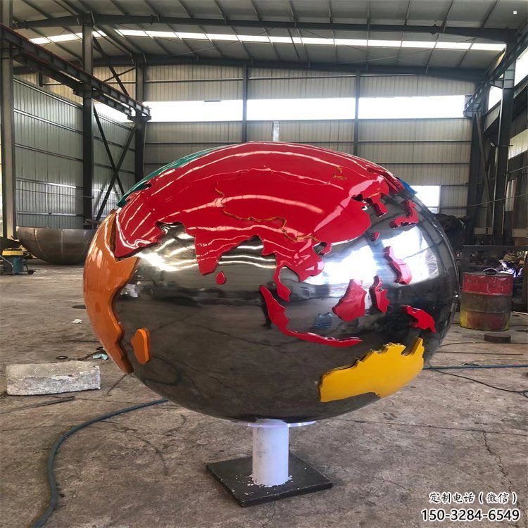 地球雕塑定制，街頭雕塑，不銹鋼地球雕塑制作廠家