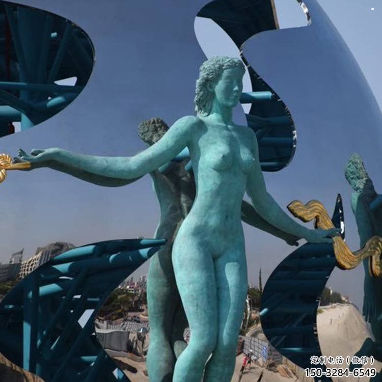 地球雕塑供應，創意雕塑，地球天使雕塑制作廠家