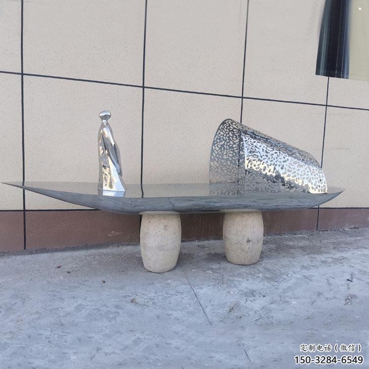 乘船人雕塑制作，景觀概念，廣場不銹鋼乘船人雕塑常用