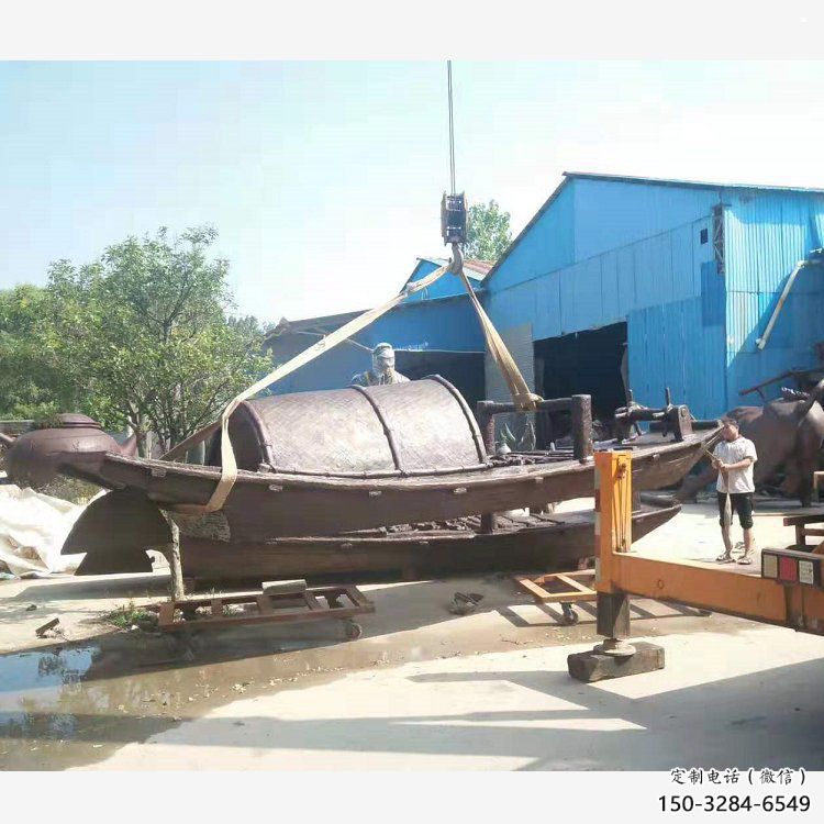 銅船雕塑精選，美陳雕塑，小船銅雕塑廠家供給